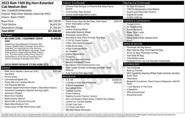 2023 RAM 1500 Big Horn Quad Cab 4x2 6'4" Box