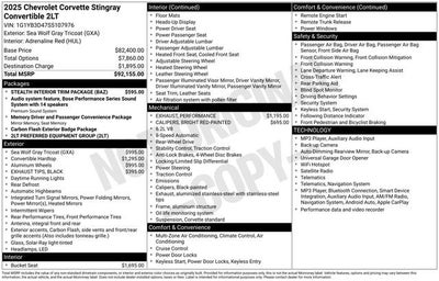2025 Chevrolet Corvette Stingray 2LT