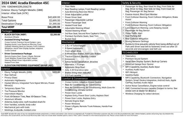 2024 GMC Acadia Elevation