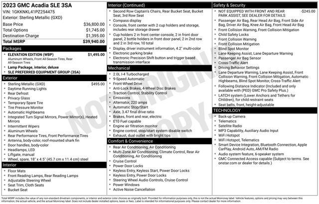 2023 GMC Acadia SLE