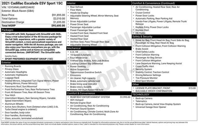 2021 Cadillac Escalade ESV Sport