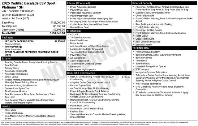 2025 Cadillac Escalade ESV Sport Platinum