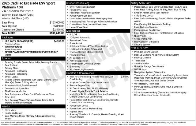 2025 Cadillac Escalade ESV Sport Platinum