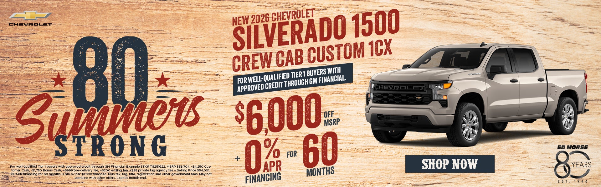 New 2026 Chevrolet  Silverado 1500 Crew Cab Custom 1CX